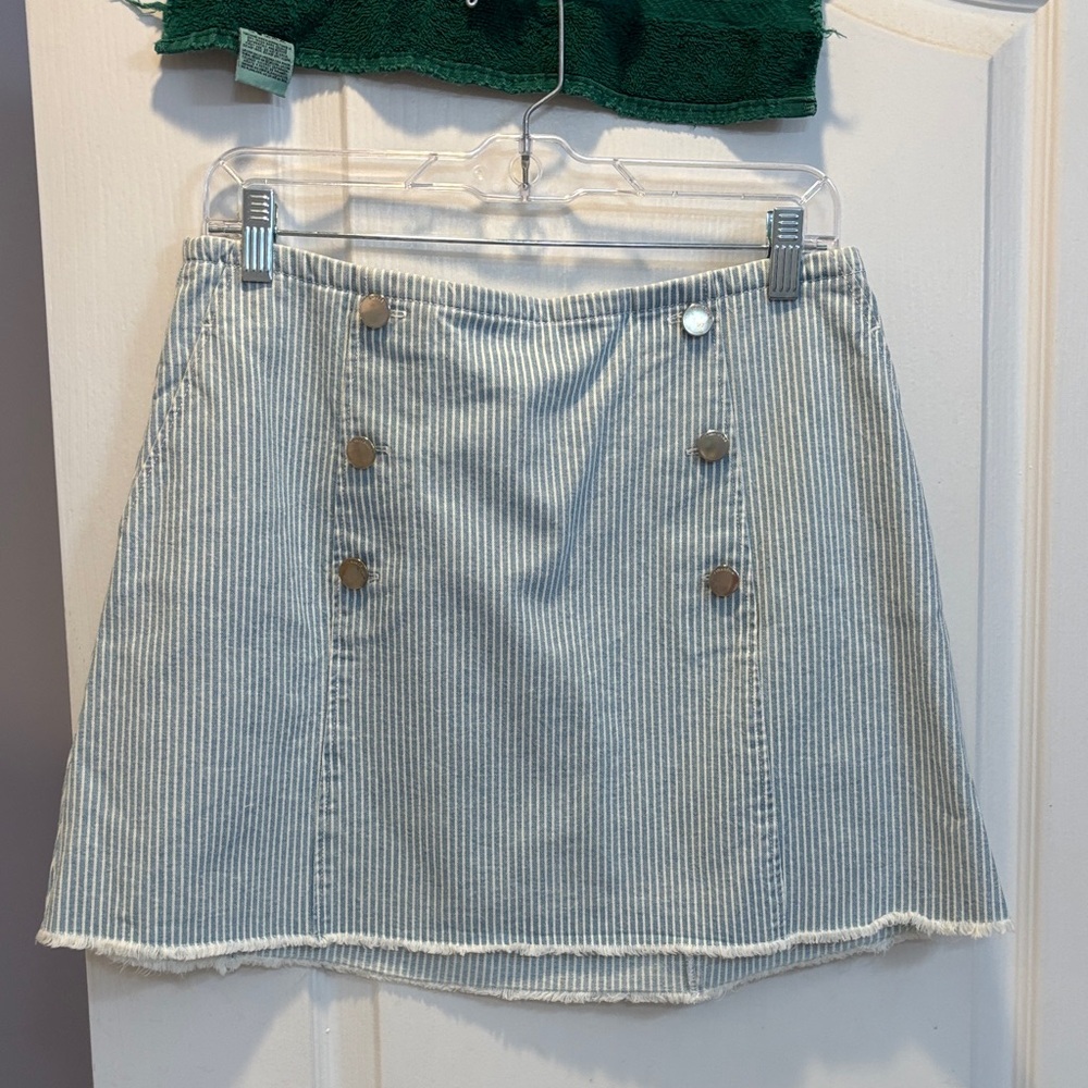 NWT Zara Blue and White Striped Mini Skirt